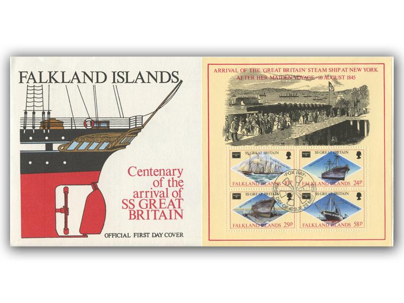 1986 SS Great Britain, Falklands Miniature Sheet FDC