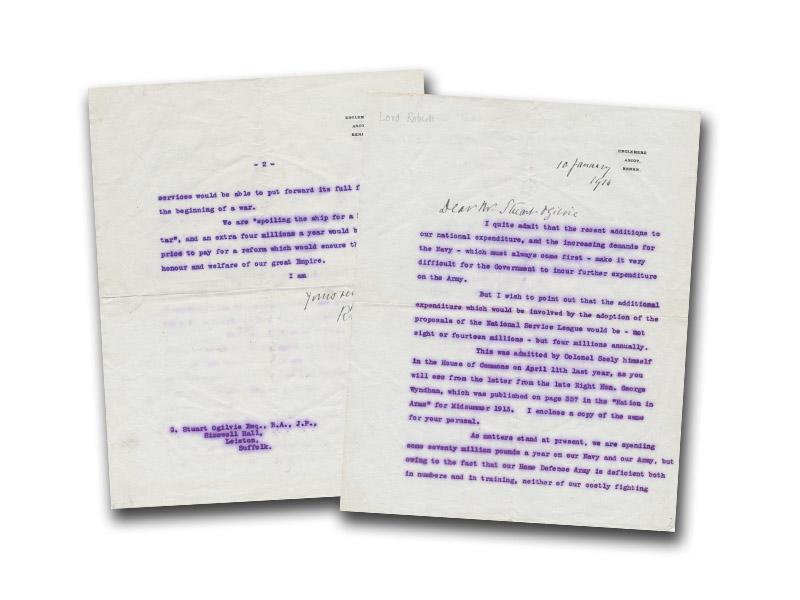 Frederick Roberts VC signed 1914 letter