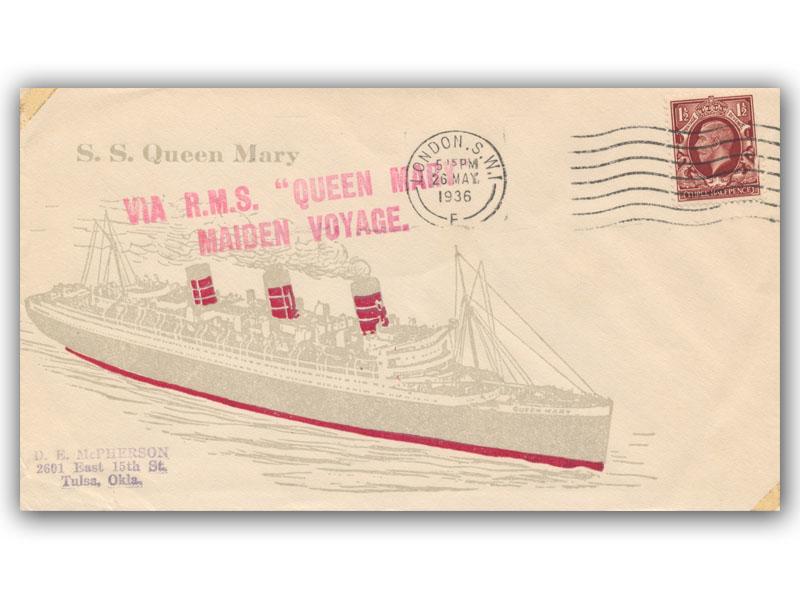 1936 RMS Queen Mary Maiden Voyage, American Express white cover