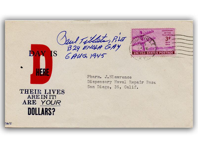 Paul Tibbets signed 1944 D-Day cover