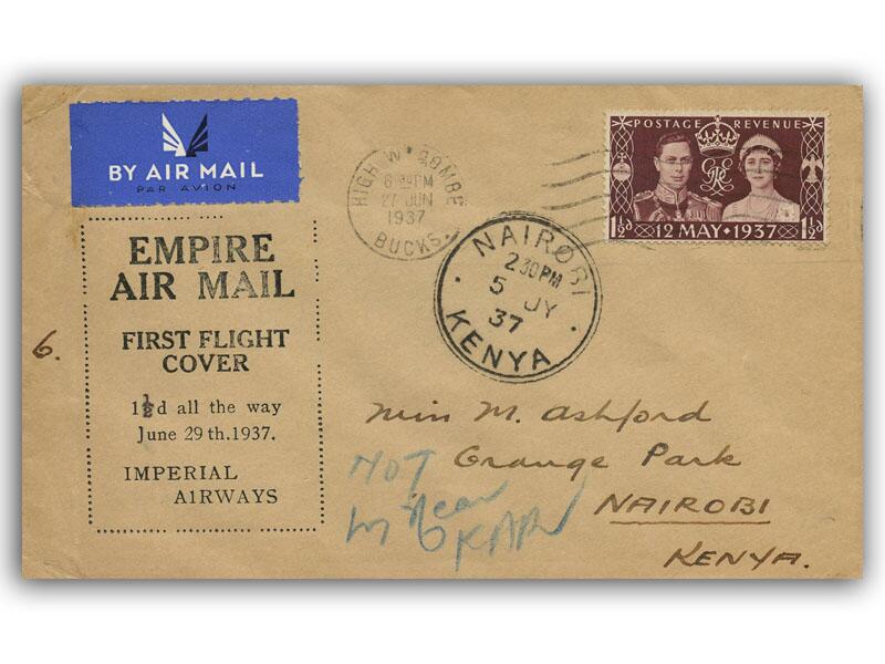 1937 Empire Air Mail London - Kenya