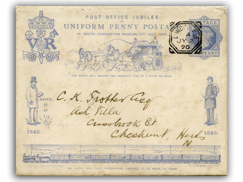 1890 Jubilee cover, London FO postmark