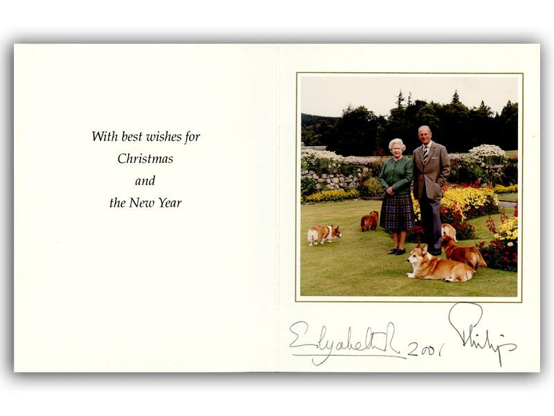 Queen Elizabeth II & Prince Philip signed 2001 Christmas card