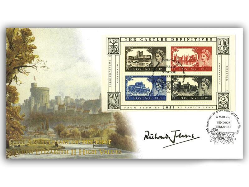 First Castle Definitives miniature sheet, signed by Air Chief Marshal Sir Richard Johns