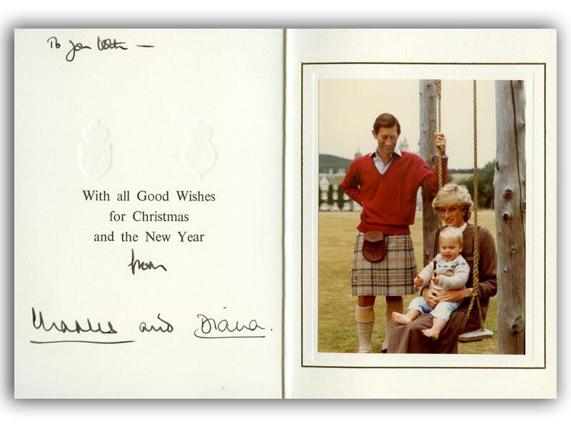 King Charles III & Princess Diana signed 1983 Christmas card