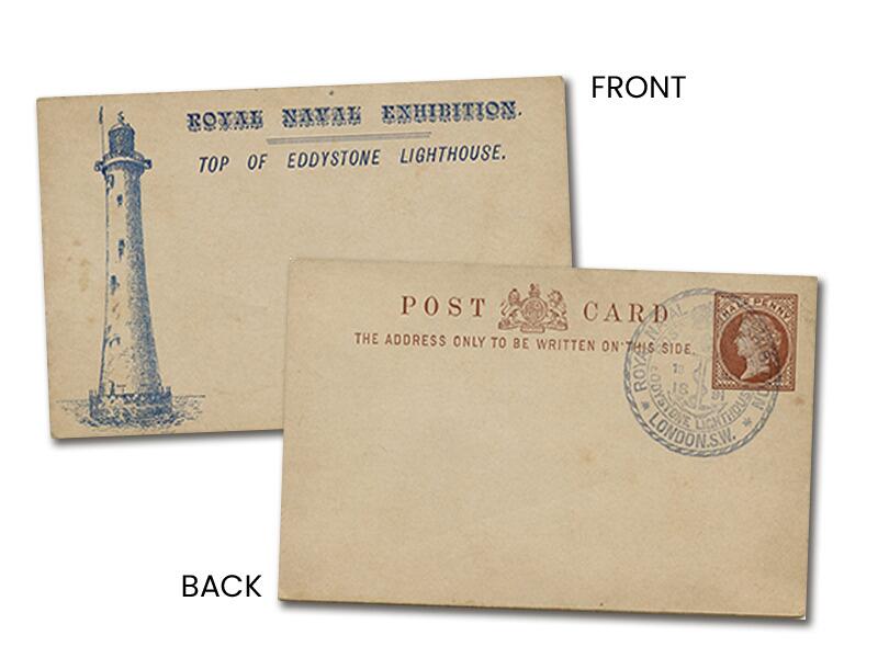 1891 Half Penny Eddystone Lighthouse postcard
