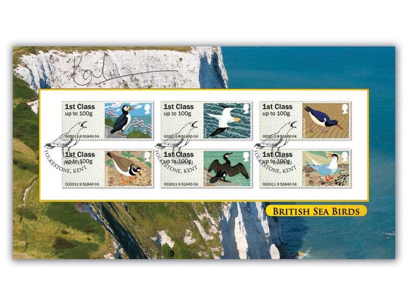 Post & Go - British Sea Birds, Bureau stamps, signed by Kate Humble