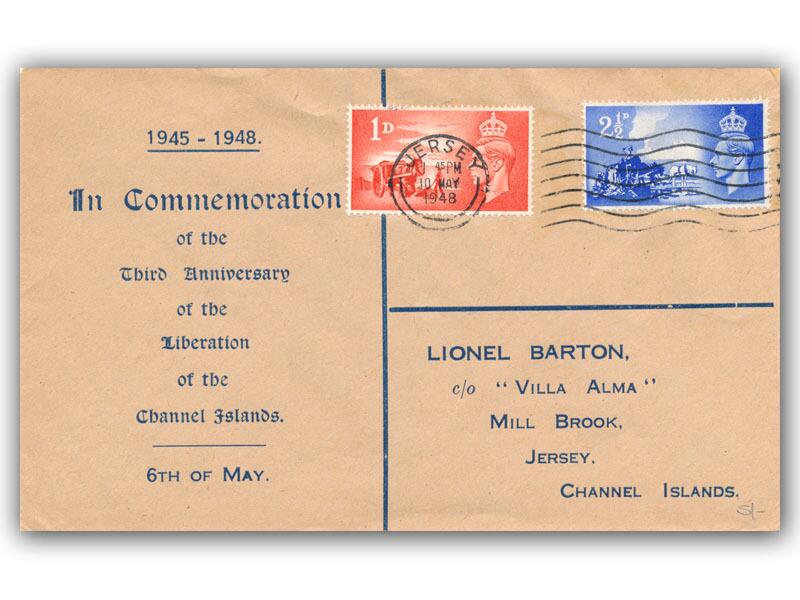 1948 Liberation, Jersey slogan, Lionel Barton cover