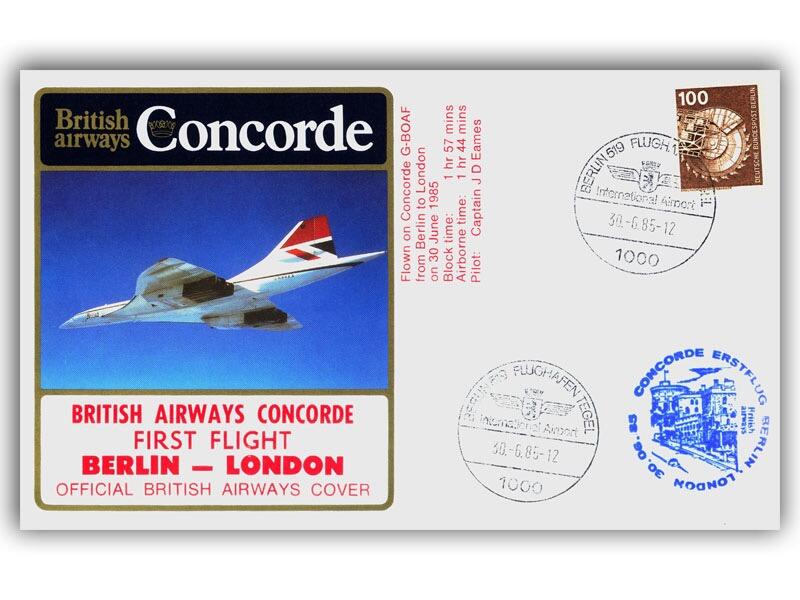 1985 BA Concorde Berlin - London flown cover