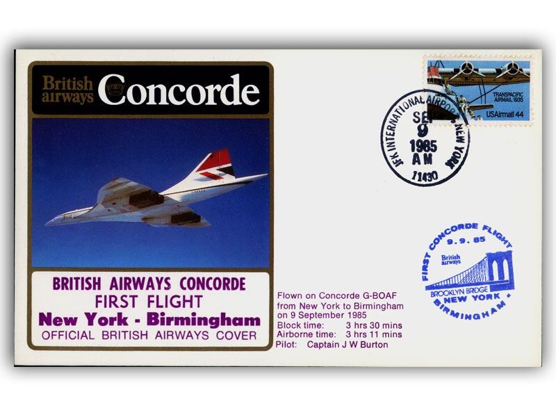 1985 BA Concorde New York - Birmingham flown cover
