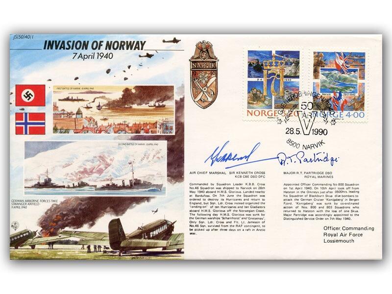 1940 Invasion of Norway, signed Kenneth Cross & Richard Partridge