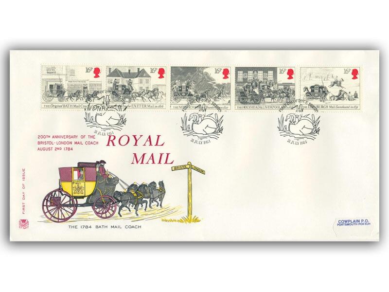 1984 Royal Mail Bristol to London Mail Coach. Bristol postmark