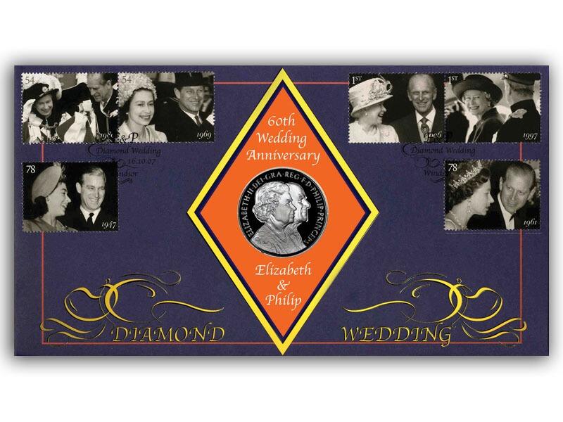 Diamond Wedding £5 coin cover, Windsor postmark