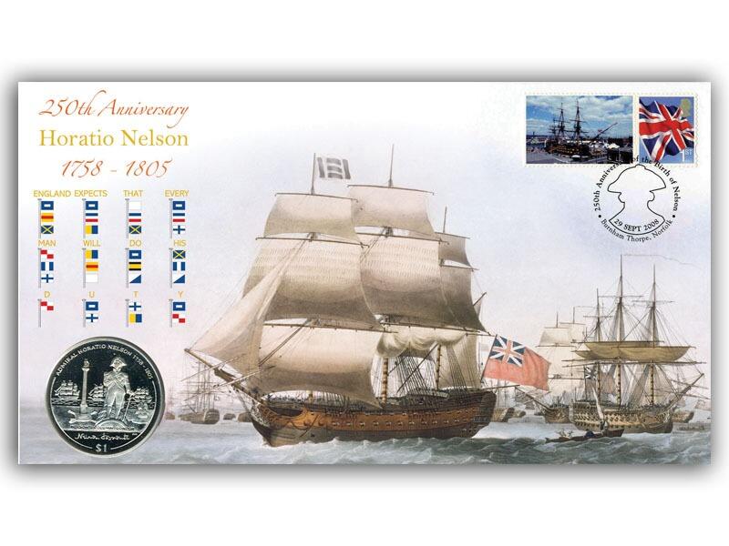 2008 Lord Nelson $1 coin cover, Burnham Thorpe postmark