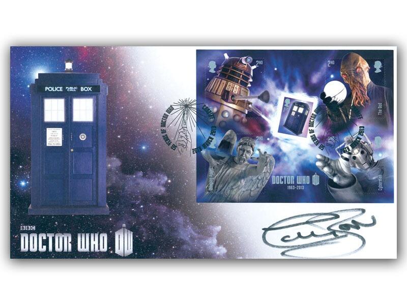 Doctor Who Miniature Sheet, signed Colin Baker