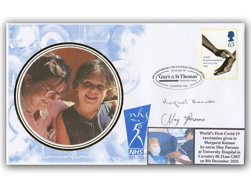 Margaret Keenan & May Parsons signed 1998 NHS cover
