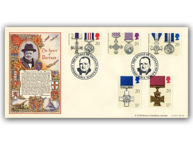 1990 Gallantry, The Spirit of Britain Churchill Official cover