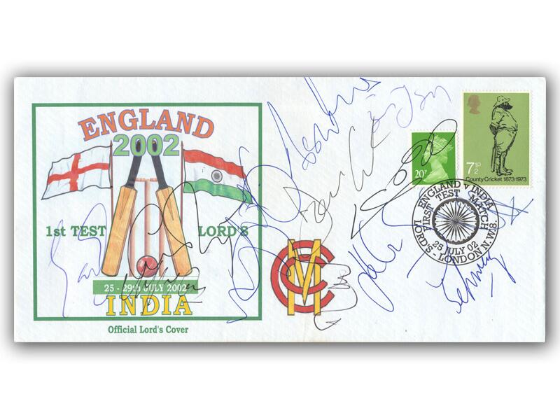2002 England v India multi signed cricket cover
