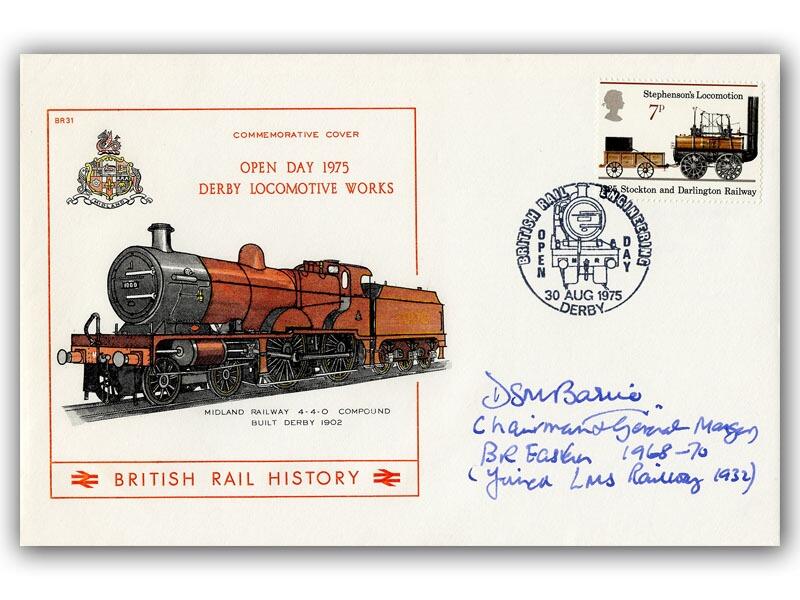 Derek Barrie, signed 1975 Open Day Derby locomotive Works