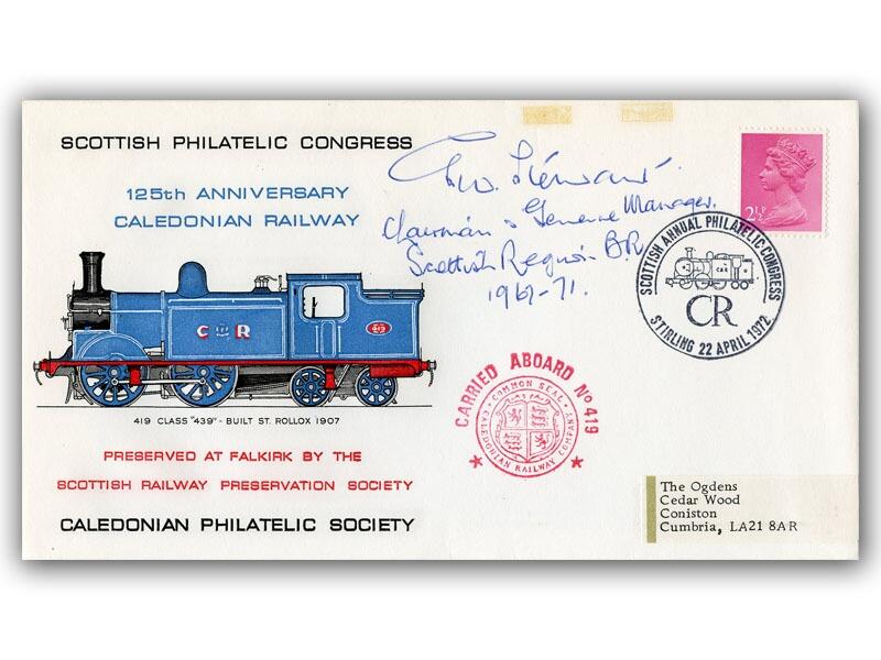 Gordon Stewart, signed 1972 Caledonian Railway cover