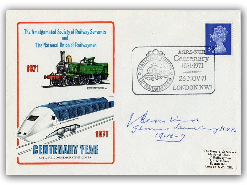 Sir John Benstead (1897 - 1979), signed 1971 National Union of Railwaymen cover, General Secretary 1943 - 47