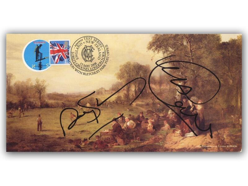Andrew Strauss & Monty Panesar signed Cricket cover