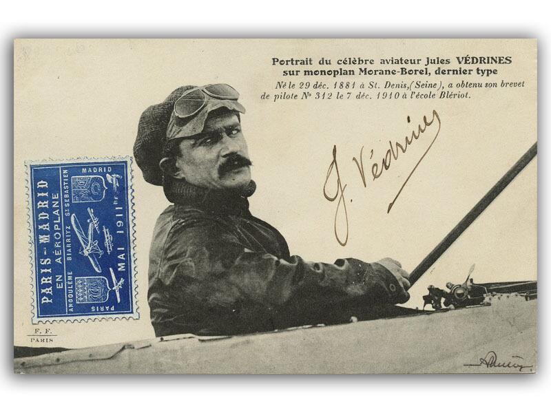 Jules Vedrines signed postcard