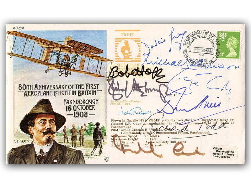 Multi Signed actors signed First Aeroplane Flight in Britain cover