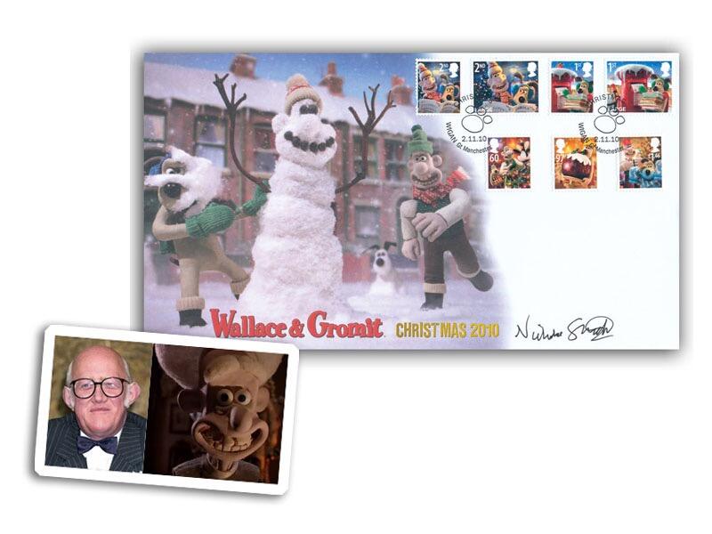 Christmas 2010 - Wallace & Gromit Stamp Cover Signed Nicholas Smith