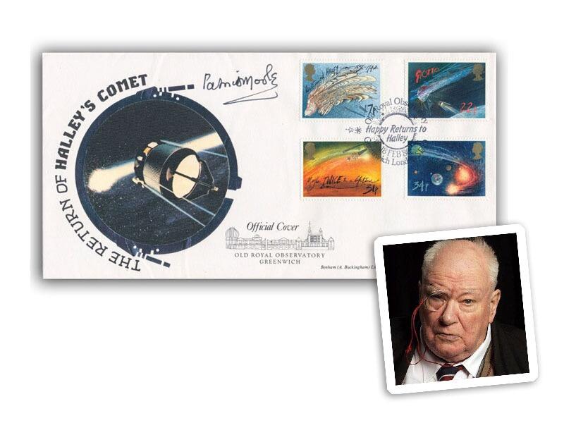 Sir Patrick Moore, signed 1986 Halleys Comet Royal Observatory, Benham cover