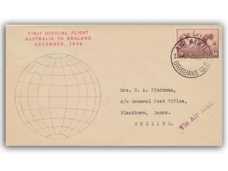 1934 Imperial Airways Australia - England, Globe Illustrated