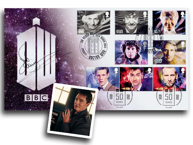 Doctor Who collectable, signed John Barrowman 'Captain Jack Harness'