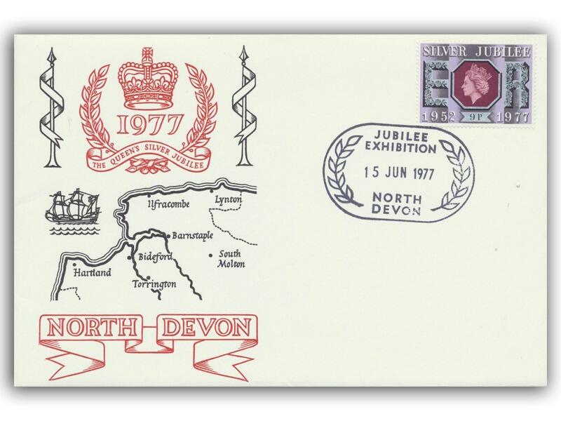 1977 Silver Jubilee 9p, North Devon official