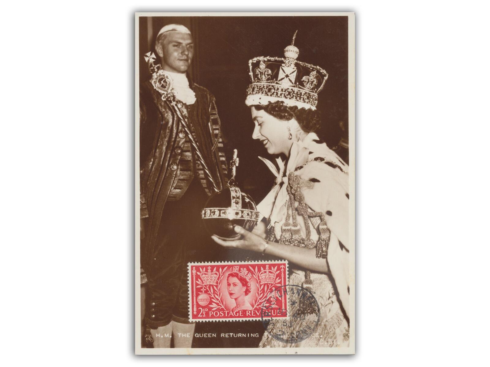 1953 Coronation 2 1/2d, Valentines Postcard