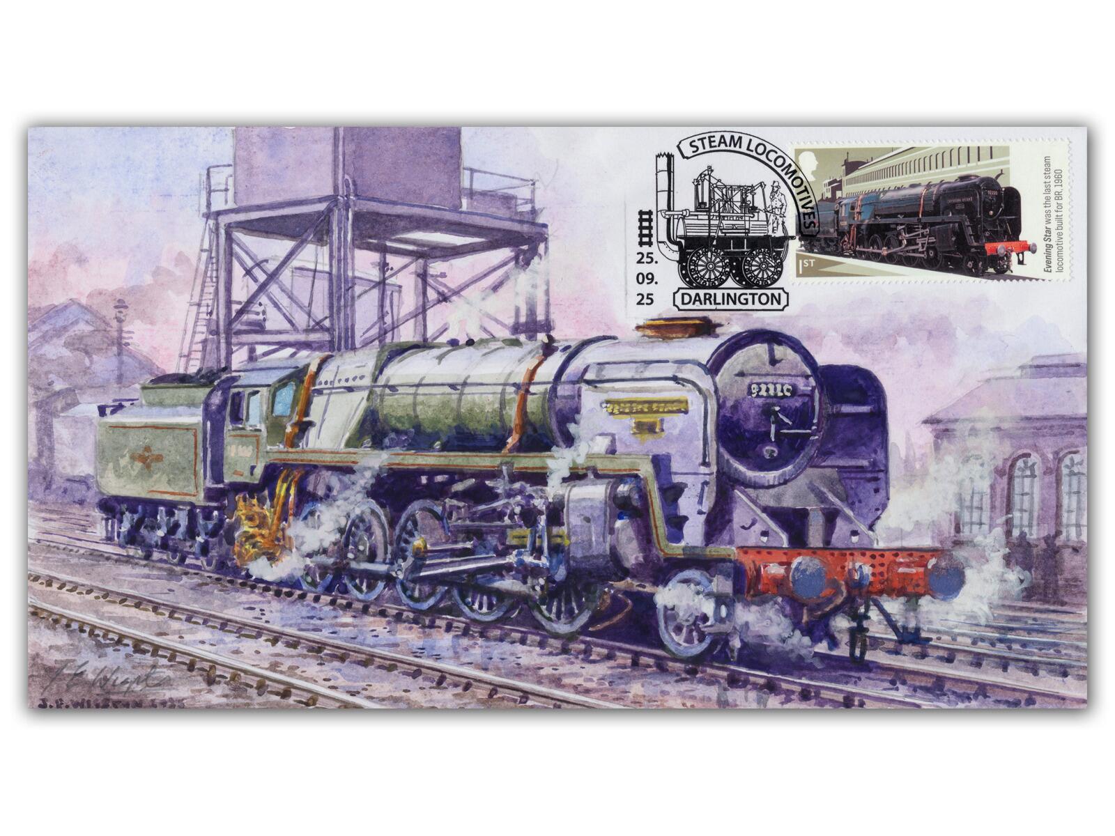One of a Kind City of Evening Star Watercolour First Day Cover 'Under the Signal Gantry'
