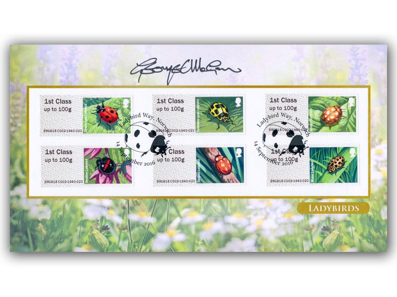 2016 Post Go British Ladybirds, Machine stamps, signed  George McGavin