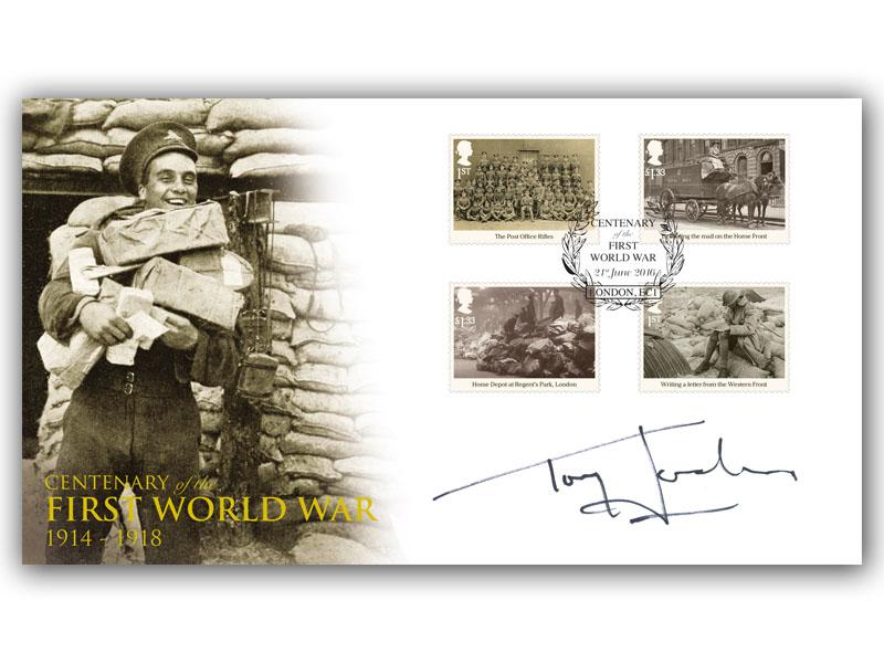 2016 Great War, stamps from miniature sheet, signed Tony Jordan