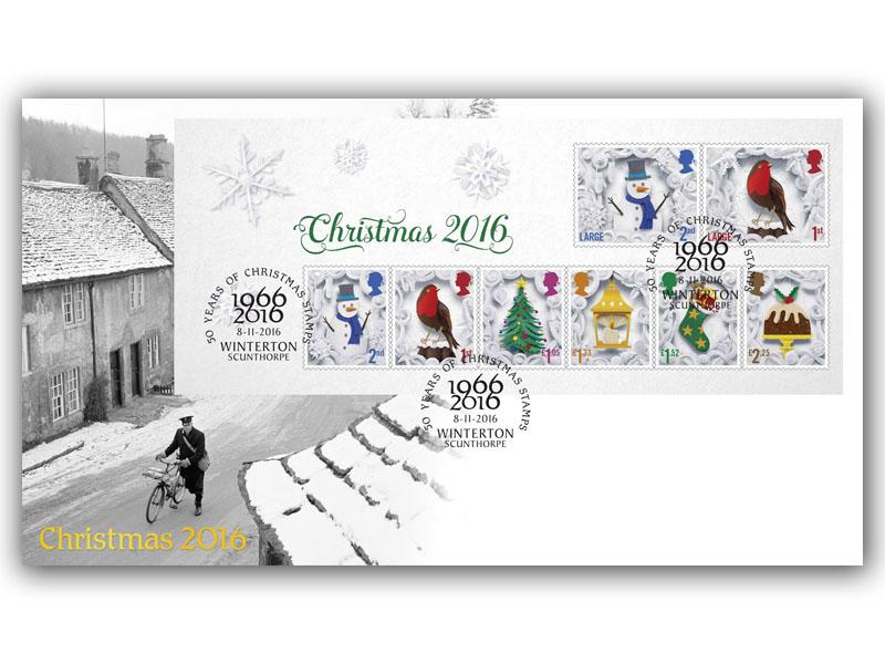 Celebrating 50 Years of Christmas Stamps Miniature Sheet Cover 2016