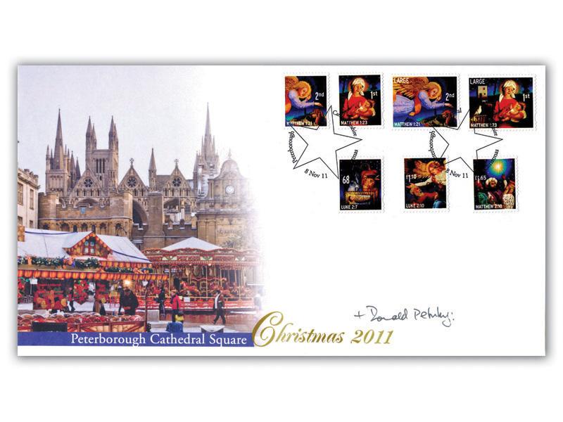 Christmas 2011 - Peterborough Cathedral Stamp Cover Signed Rev. Donald Allister