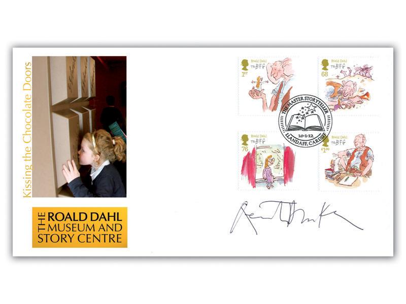 2012 Roald Dahl, stamps from the miniature sheet, Llandaff, Cardiff, signed by Sir Quentin Blake