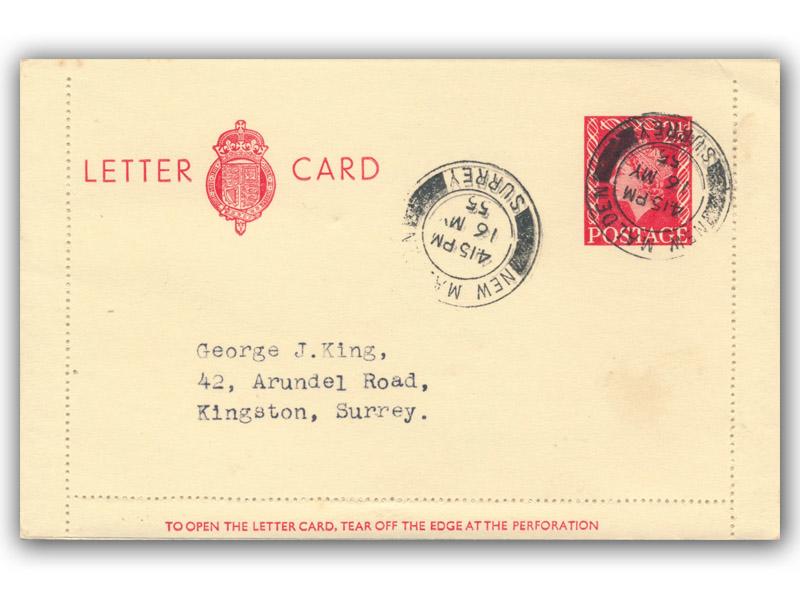 1955 2 1/2d Scarlet Letter Card