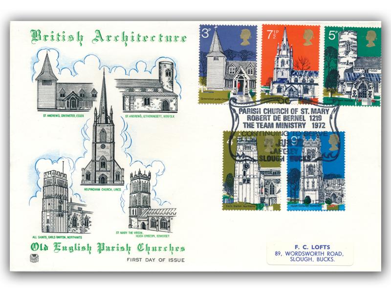 1972 Churches, St Mary's Langley postmark