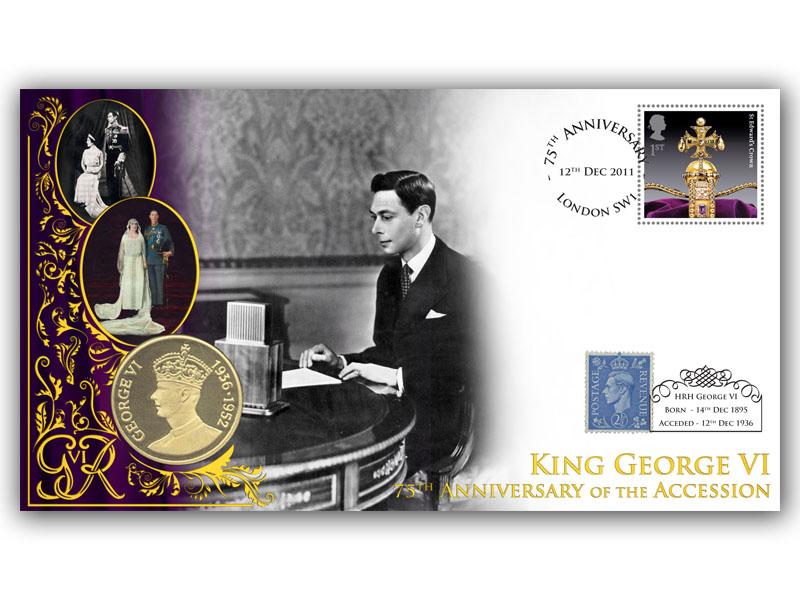 2011 75th Anniversary of the Accession of King George VI Coin Cover