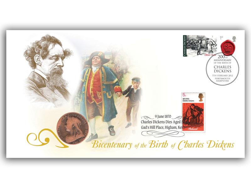 2012 Charles Dickens coin cover