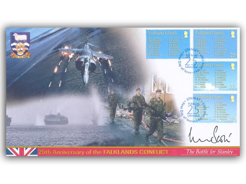 Falklands Conflict - The Battle for Stanley, Falklands Stamps, signed Major General Michael Scott