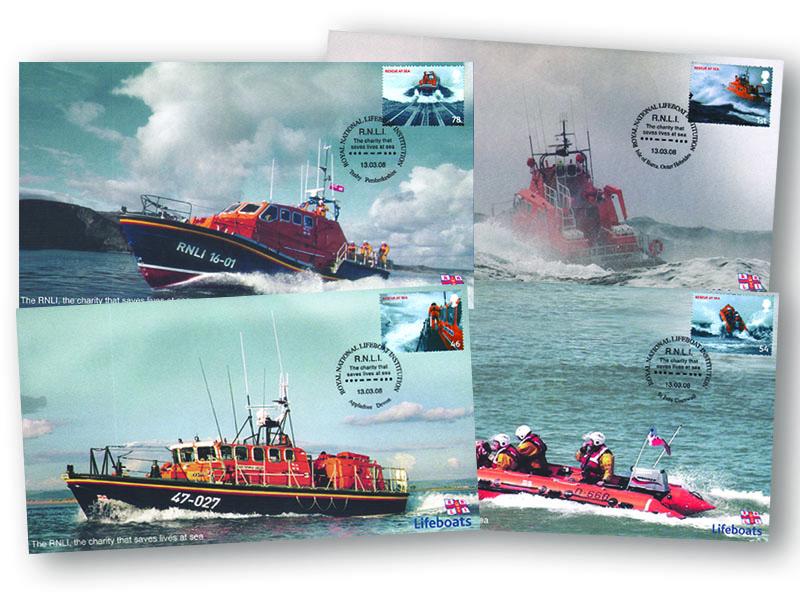 RNLI Rescue at Sea Set of 4 Single Stamp Covers