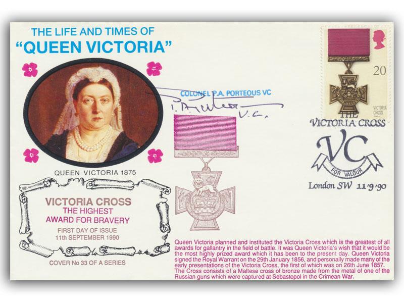 Pat Porteous VC signed 1990 Queen Victoria cover