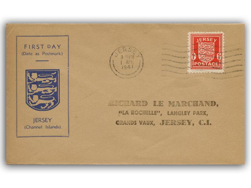 1941 1d Jersey Arms, illustrated cover