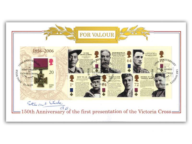 Victoria Cross - miniature sheet cover, signed by Stuart Archer GC