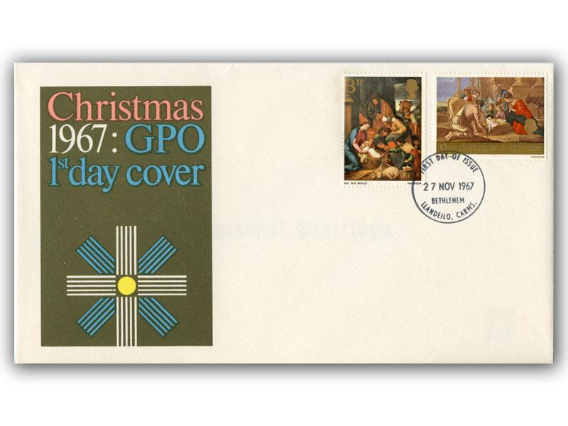 1967 Christmas 3d & 1/6d, Bethlehem FDI, GPO cover
